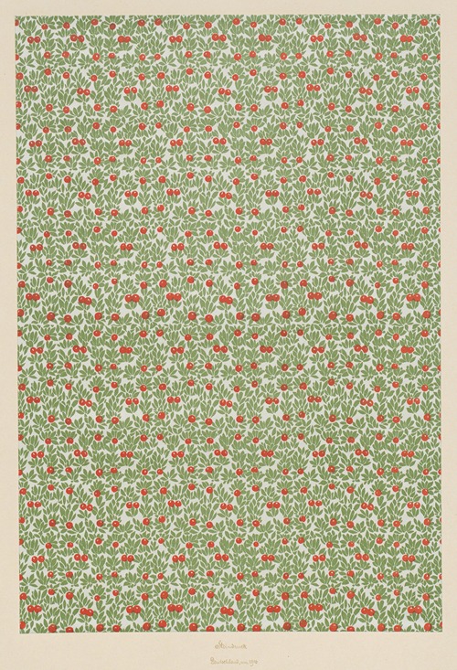Lithografiertes Vorsatzpapier (florales Flächenmuster)