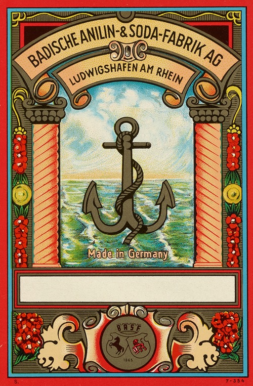 Badische Anilin & Soda-Fabrik dye label with anchor