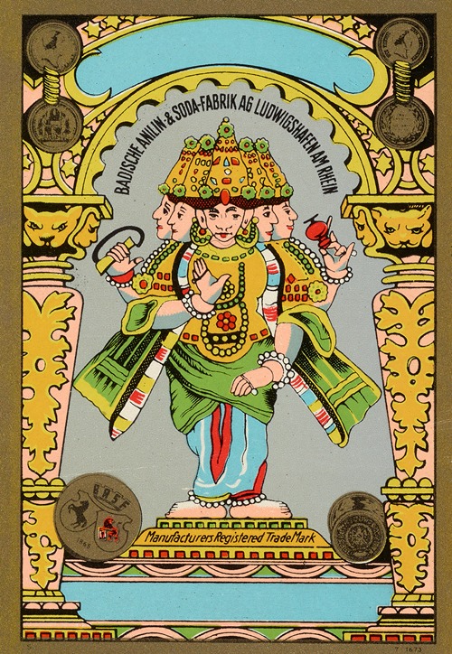 Badische Anilin & Soda-Fabrik dye label with deity