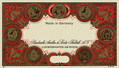 Badische Anilin & Soda-Fabrik dye label