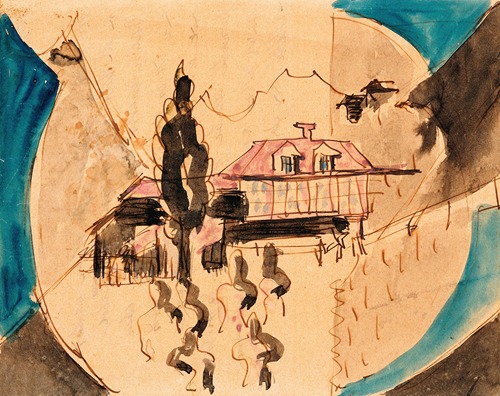 Violettes Haus vor Schneeberg, (Violet House on the Snow Mountains)