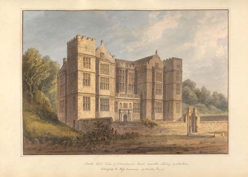 South West View of Fountains Hall, near the Abbey, Yorkshire belonging to Miss Larvience of Studley Royal