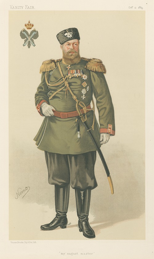 Vanity Fair; Royalty; ‘My August Master’, His Imperial Majesty Alexander III, Emperor and Autocrat of All the Russias, October 11, 1884
