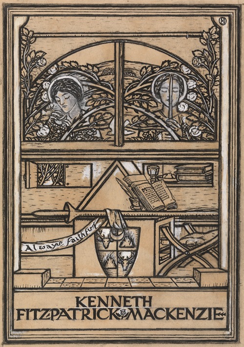 Design for a bookplate for Kenneth Fitzpatrick Mackenzie