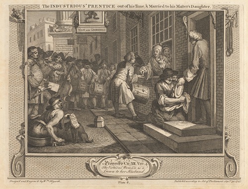 Plate 6, The Industrious ‘Prentice Out of his Time and Married to his Master’s Daughter