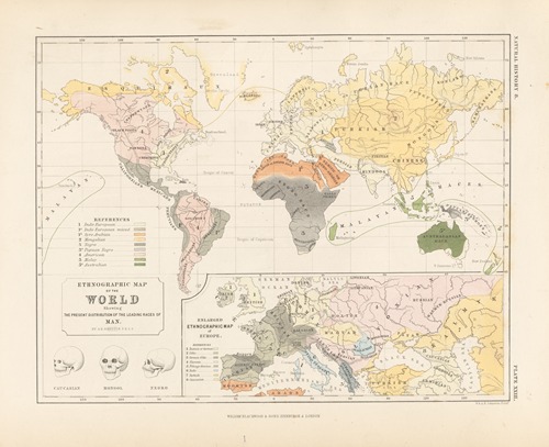 Ethnographic map of the world showing the present distribution of the leading races of man
