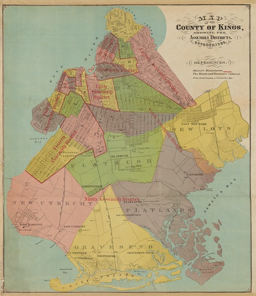 Map of the county of Kings, showing the Assembly districts, October 1869