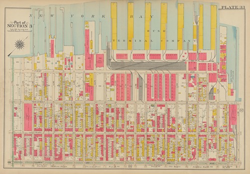 Bounded by First Avenue (New York Bay Piers), 40th Street, Second Avenue, 38th Street, Fourth Avenue and 60th Street