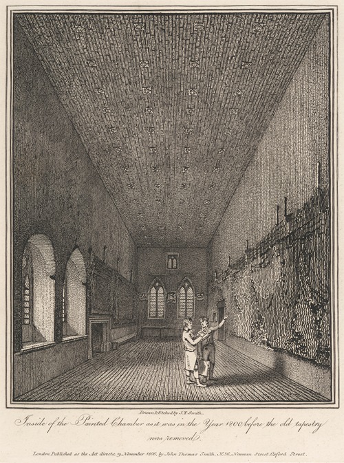 Inside the Painted Chamber as it was in the year 1800 before the old tapestry was removed