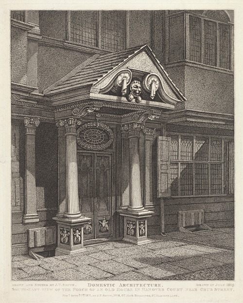 S.E. View of the Porch of an Old House in Hanover Court near Grub Street