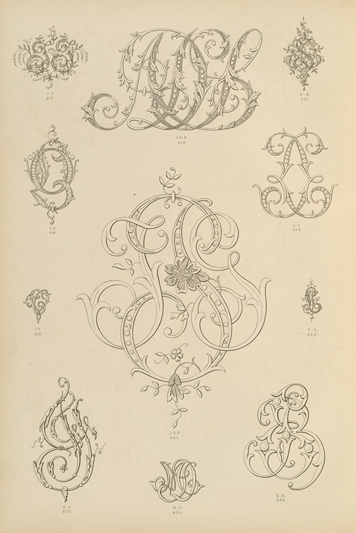 Album de chiffres & monogrammes couronnes de noblesse, françaises et etrangères Pl.036