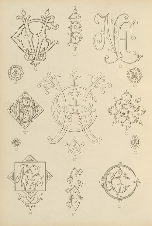 Album de chiffres & monogrammes couronnes de noblesse, françaises et etrangères Pl.054