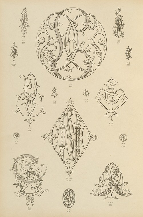 Album de chiffres & monogrammes couronnes de noblesse, françaises et etrangères Pl.056