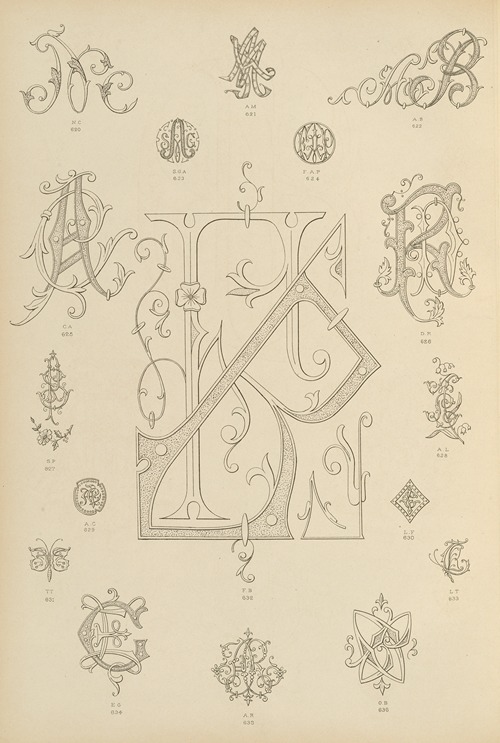 Album de chiffres & monogrammes couronnes de noblesse, françaises et etrangères Pl.058