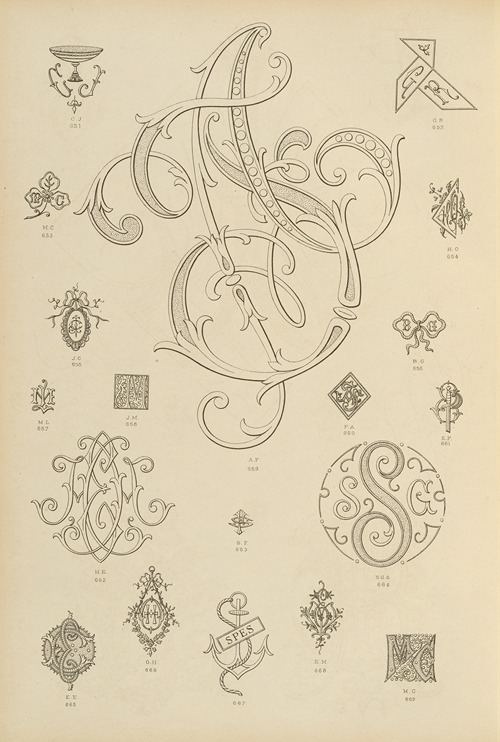 Album de chiffres & monogrammes couronnes de noblesse, françaises et etrangères Pl.060