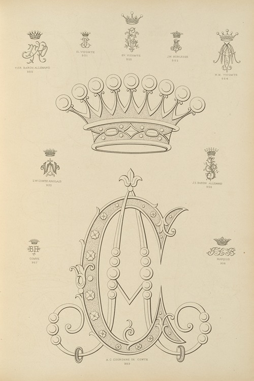 Album de chiffres & monogrammes couronnes de noblesse, françaises et etrangères Pl.087