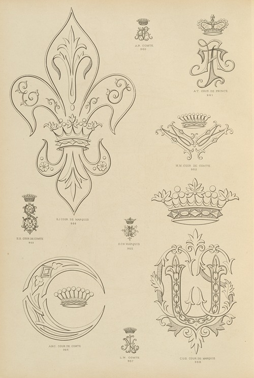 Album de chiffres & monogrammes couronnes de noblesse, françaises et etrangères Pl.088