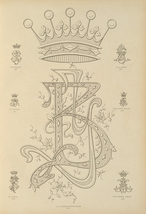 Album de chiffres & monogrammes couronnes de noblesse, françaises et etrangères Pl.089