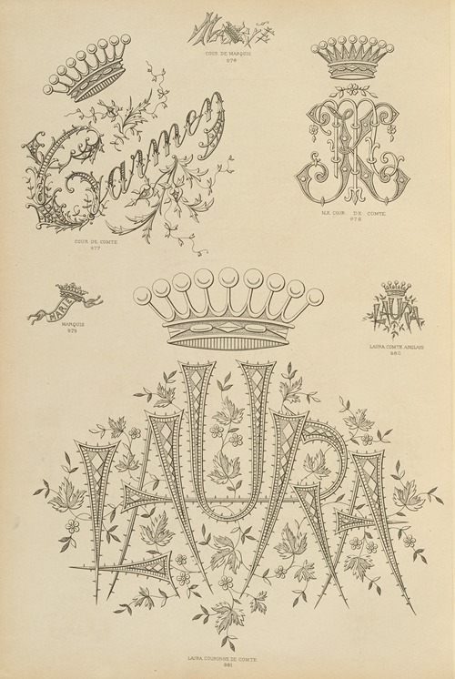 Album de chiffres & monogrammes couronnes de noblesse, françaises et etrangères Pl.090