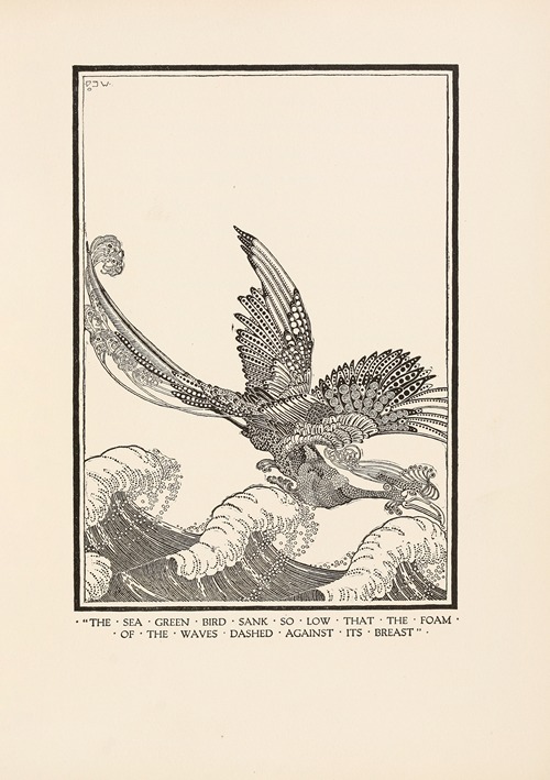 The sea green bird sank so low that the foam of the waves dashed against its breast