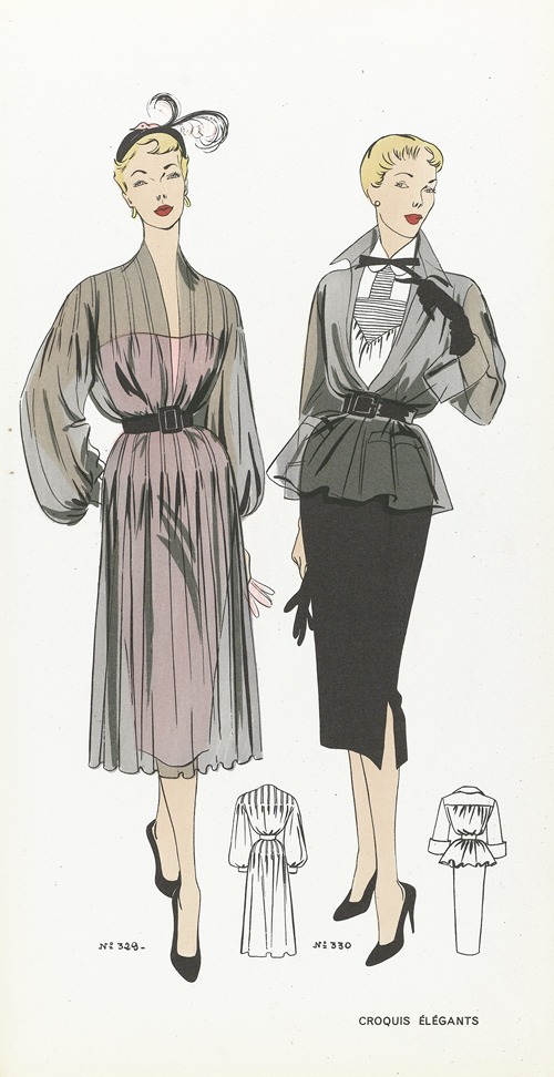 Croquis Elégants, ca. 1954, No. 329 en No. 330