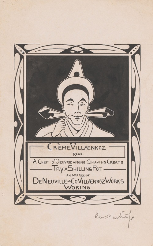 Ontwerp voor een advertentie van Crème Villaenkoz scheerschuim