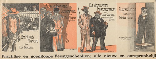 Reclamebiljet voor vier uitgaven van de Modern-Bibliotheek