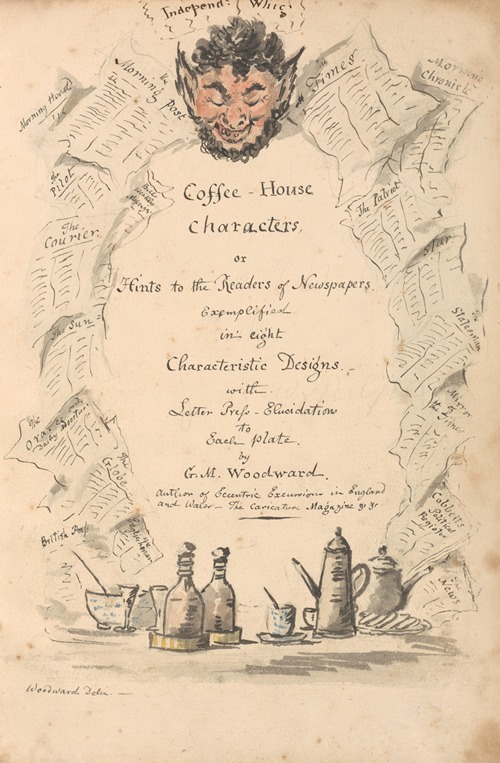 Coffee-House Characters, or Hints to the Readers of Newspapers Exemplified in Eight Characteristic Designs with Letter Press Elucidations to Each Plate