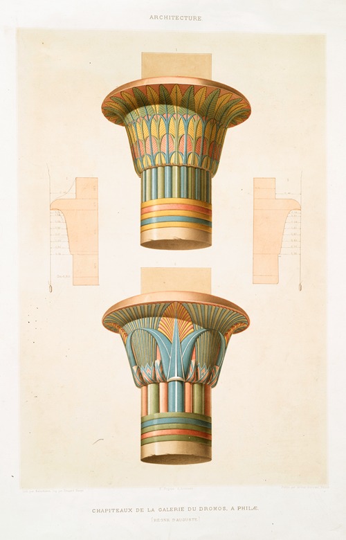 Architecture; chapiteaux de la galerie dromos, à Philæ (règne d’Auguste)