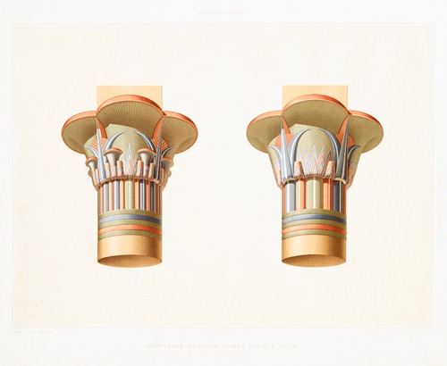 Architecture; chapiteaux du Grand Temple d’Isis à Philæ (regne de Ptolémée Évergète II)