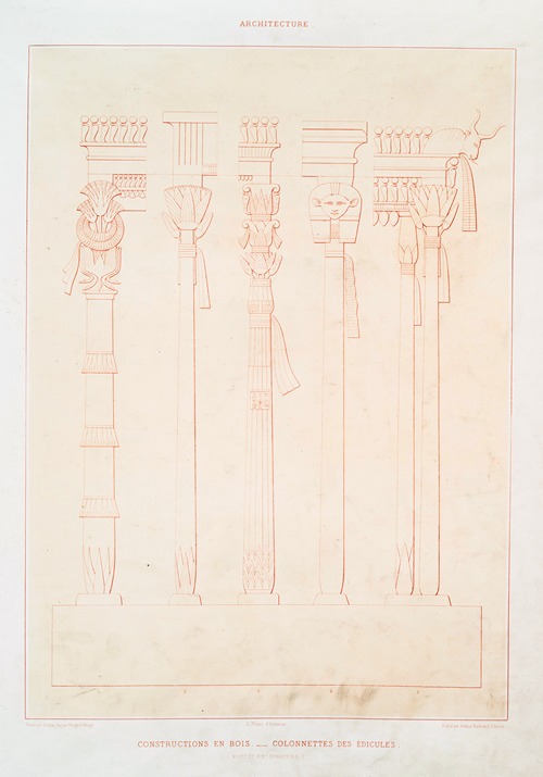 Architecture; constructions en bois. — colonnettes des édicules (XVIIIe. et XIXe. dynasties)