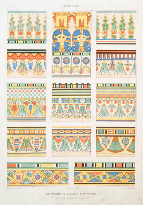 Architecture; couronnements & frises fleuronnées (nécropole de Thèbes –XVIIIe. – XXe. dynasties)