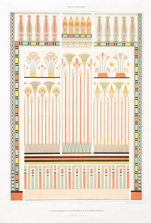Architecture; couronnements, bordures & soubassements de diverses époques