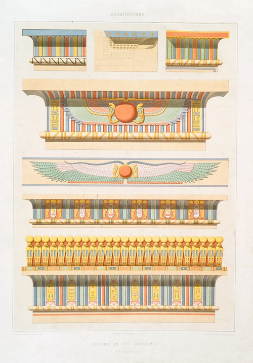 Architecture; décoration des corniches, à divers époques