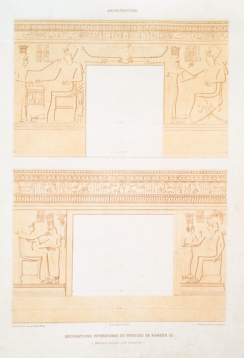 Architecture; décorations intérieures du gynecée de Ramsès III (Medineh Thabou — XXe. dynastie)