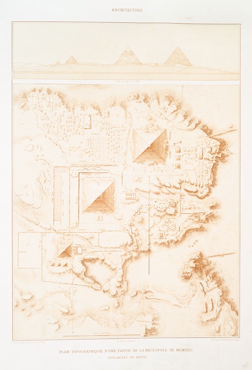 Architecture; plan topographique d’une partie de la nécropole de Memphis (pyramids de Gizeh)