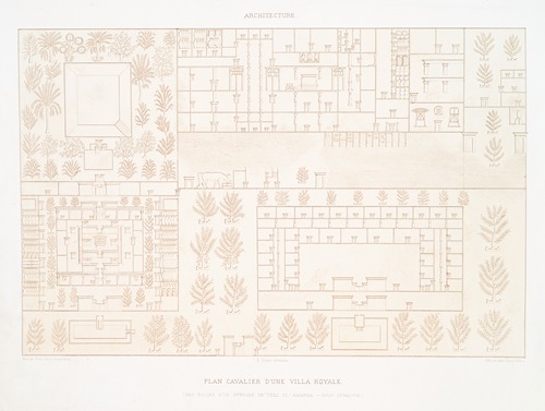 Architecture; plans cavaliers d’une ville royale (bas-relief d’un hypogée de Tell el-Amarna — XVIIIe. dynastie)