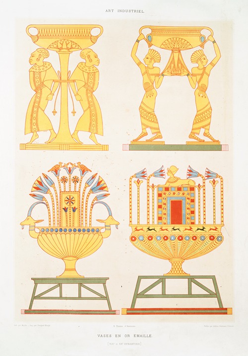 Art industriel; vases en or émaillé (XIXe. et XXe. dynasties).