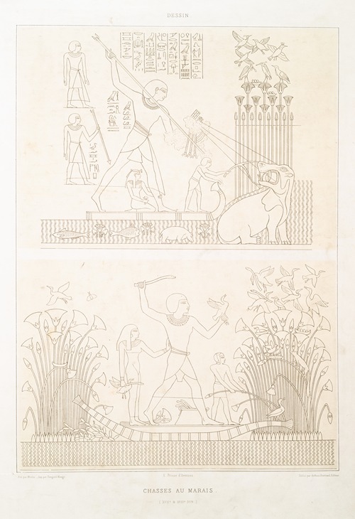 Dessin; chasses au marais (XVIIe. & XVIIIe. dyn.)