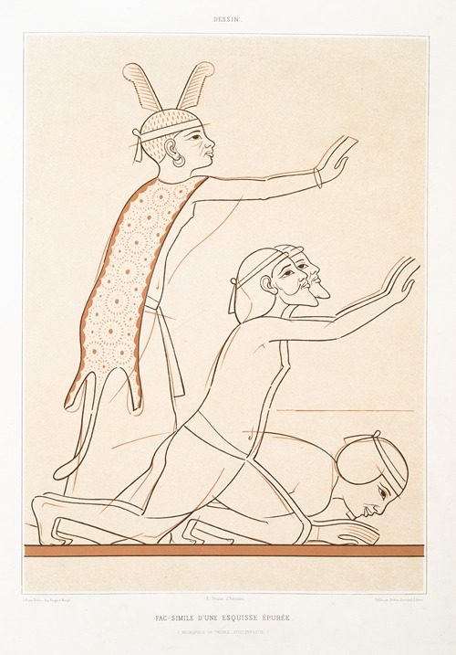 Dessin; Fac-simile d’une esquisse épurée (nécropole de Thèbes — XVIIIe. dynastie)