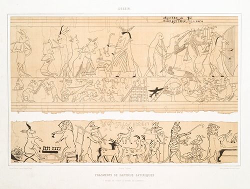 Dessin; fragments de papyrus satiriques (Musée de Turin & Musée de Londres)