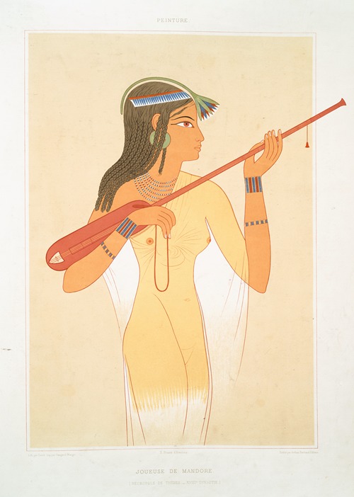 Peinture; joueuse de mandore (nécrolpole de Thèbes — XVIIIe. dynastie)