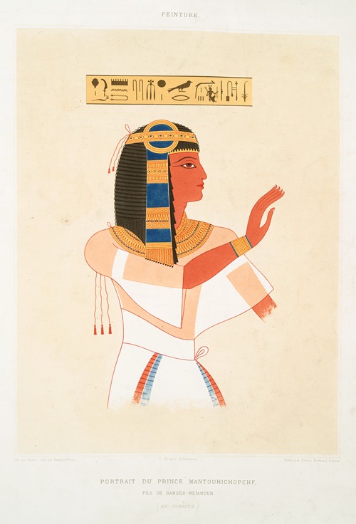 Peinture; portrait du prince Mantouhichopchf, fils de Ramsès-Meïamoun (XIXe. dynastie)