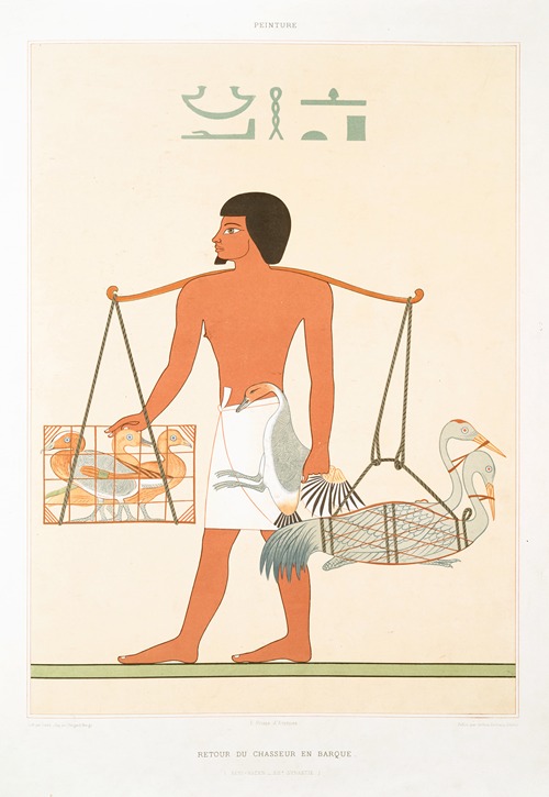 Peinture; retour du chasseur en barque (Béni-Haçen — XIIe. dynastie)