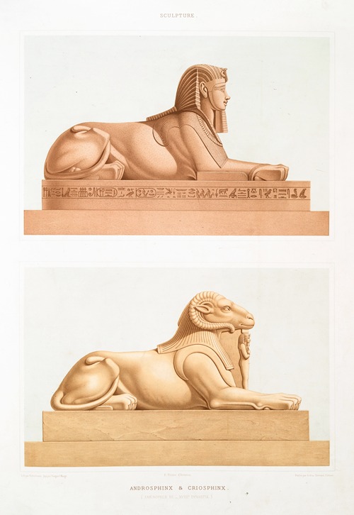 Sculpture; androsphinx et criosphinx (Aménophis III — XVIIIe. dynastie)