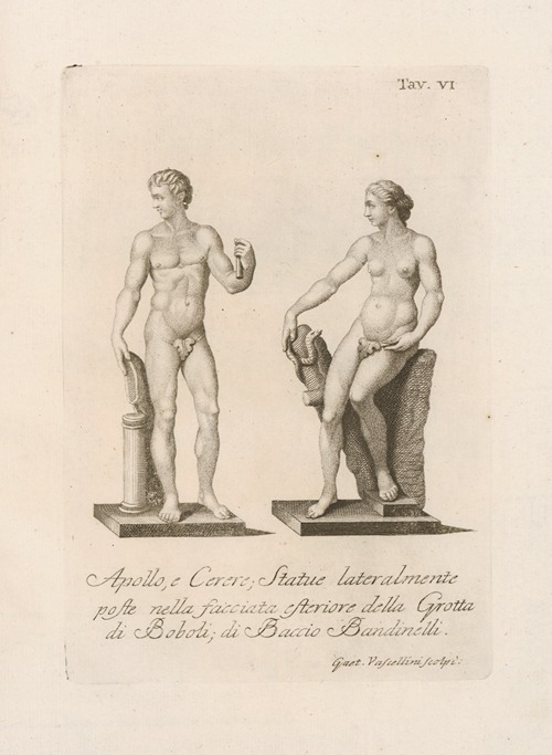 Apollo, e Cerere; Statue lateralmente poste nella facciata esteriore della Grotta di Boboli