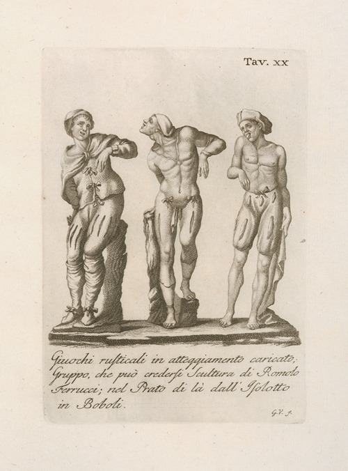 Giuochi rusticali in atteggiamento caricato, gruppo, che puo credersi Scultura di Romolo Ferrucci