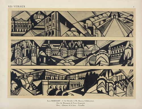 Frisé des monuments de France (fragments) ; 1, Paris; 2, Châteaux de la Loire ; 3, Versailles, au Pavillon des Renseignements et du Tourisme