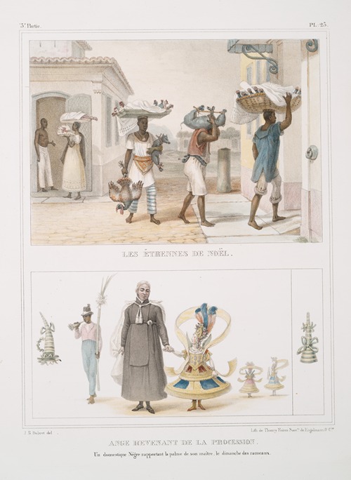 Les étrennes de Noël; Ange revenant de la procession. Un domestique nègre rapportant la palme de son maître, le Dimanche des Rameaux