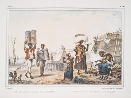 Nègres, vendeurs de charbon. Vendeuses de pled (blé) de Turquie